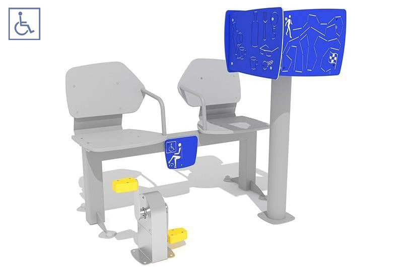 Plac zabaw Zestaw podwójny ławka z rowerkiem i tablicami do ćwiczenia pamięci 1   PLAY-PARK