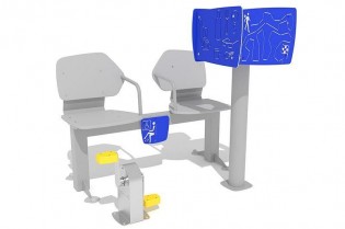 PLAY-PARK - Zestaw podwójny ławka z rowerkiem i tablicami do ćwiczenia pamięci 1  