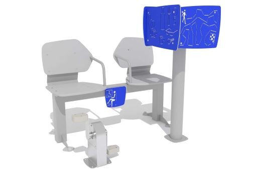 Plac zabaw Zestaw podwójny ławka z rowerkiem i tablicami do ćwiczenia pamięci 1   PLAY-PARK
