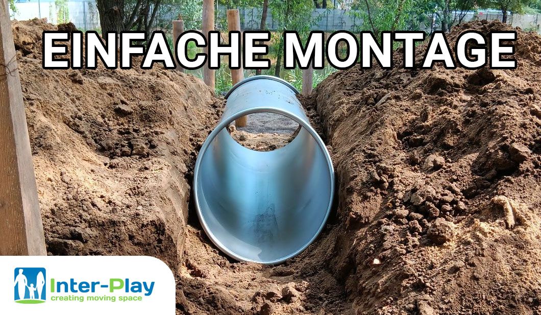 Montage von Kriechtunneln auf dem Spielplatz